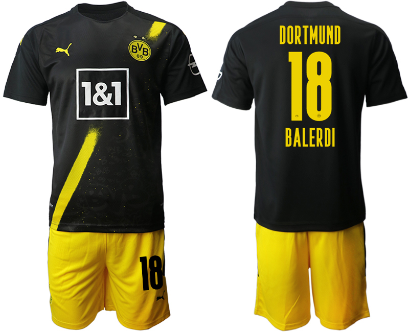 Men 2020-2021 club Borussia Dortmund away #18 black Soccer Jerseys